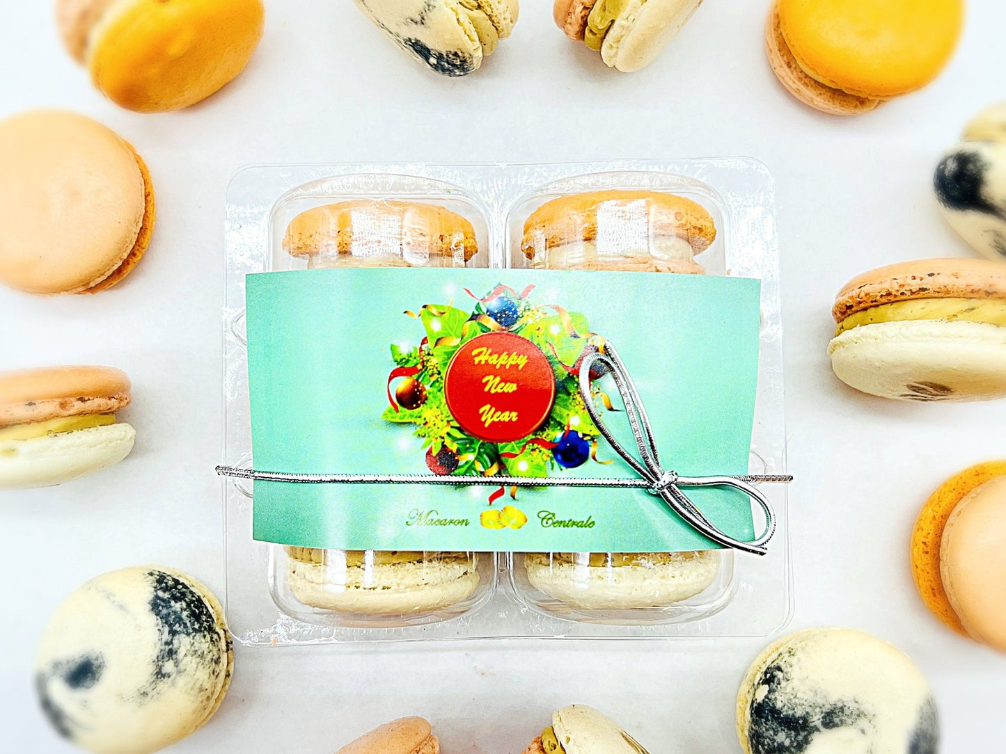 Special Holiday French Macaron Collection | 6 Pack Latte Set | Happy New Year - Macaron Centrale