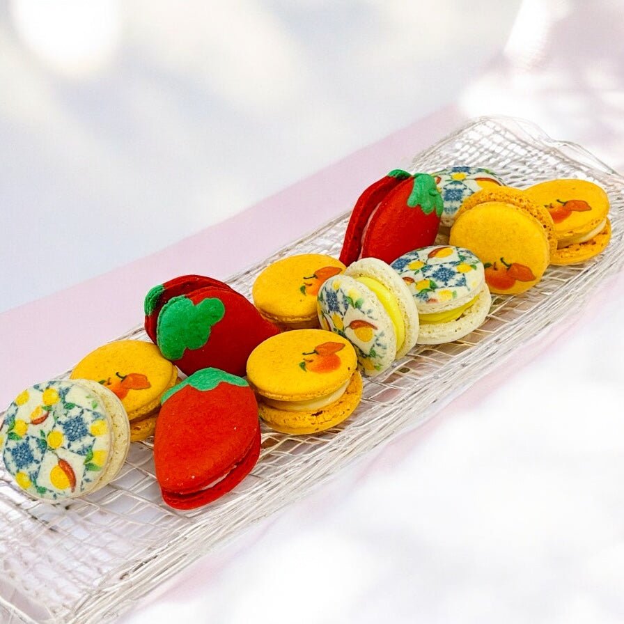 The Ultimate Firecracker Dessert Tower – Sweet & Spicy! - Macaron Tower Included - Macaron CentraleSpricy Lemon | Peach Habanero | Strawberry Rhubarb Chili3 Tiers