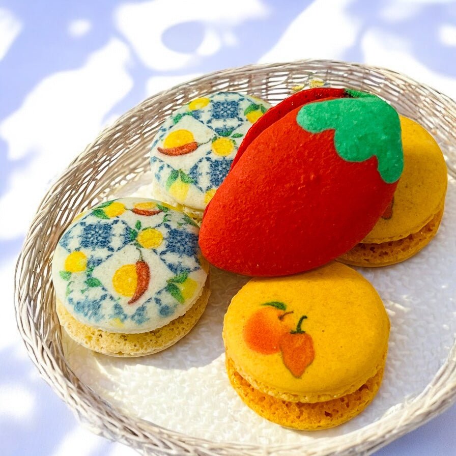 The Ultimate Firecracker Dessert Tower – Sweet & Spicy! - Macaron Tower Included - Macaron CentraleSpricy Lemon | Peach Habanero | Strawberry Rhubarb Chili3 Tiers