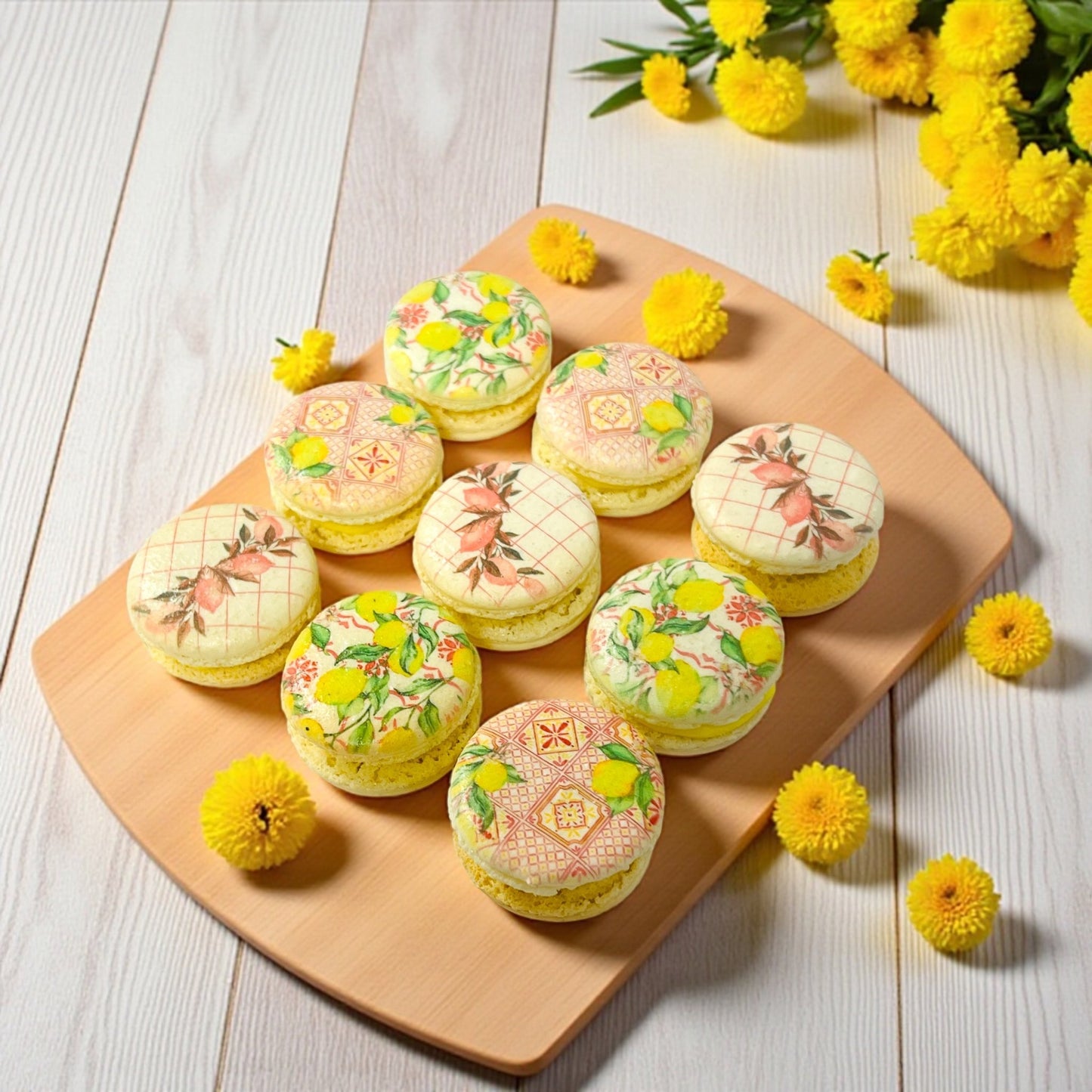 The Ultimate Lemon Blossom Macaron Tower - Macaron Tower Included - Macaron CentraleDefault Flavors | Lemon - Lemon Cream Cheese - Raspberry Champagne3 Tiers
