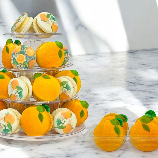 The Ultimate Orange Dessert Tower – Sweet & Stylish! - Macaron Tower Included - Macaron CentraleOrange Cream and Medley Orange3 Tiers