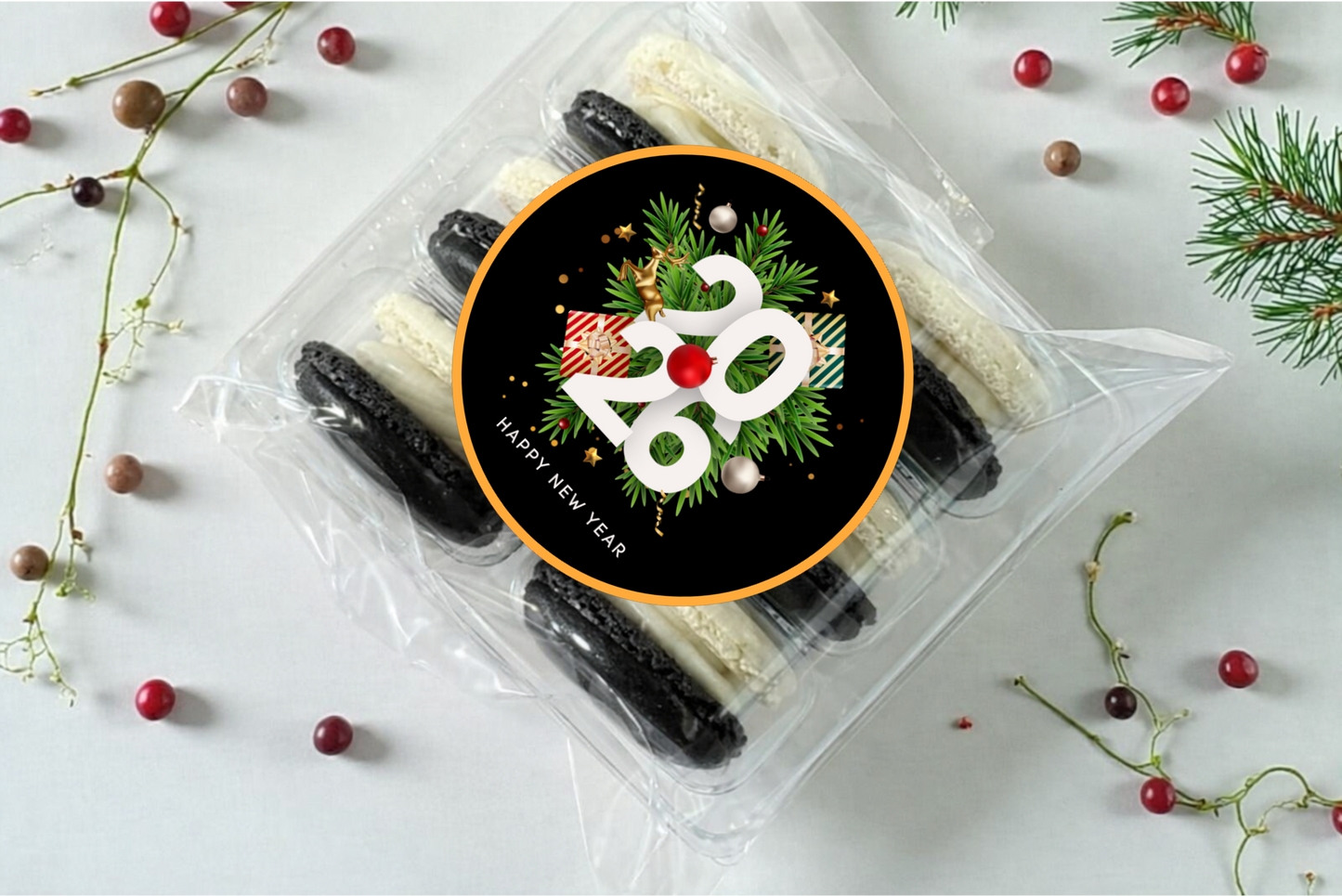 🎩 Happy New Year Top Hat Printed French Macarons