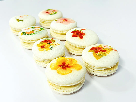 Tropical Flowers Vegan French Macarons | Available in 4, 12 & 24 Pack - Macaron Centrale4 Pack