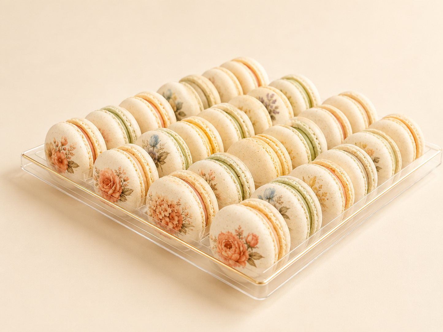 Vegan Pastel Garden French Macarons - 24 Pack