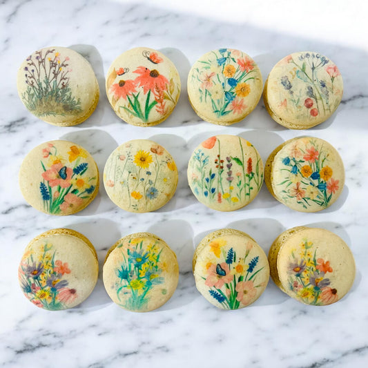 Pastel Wildflower French Macaron Set
