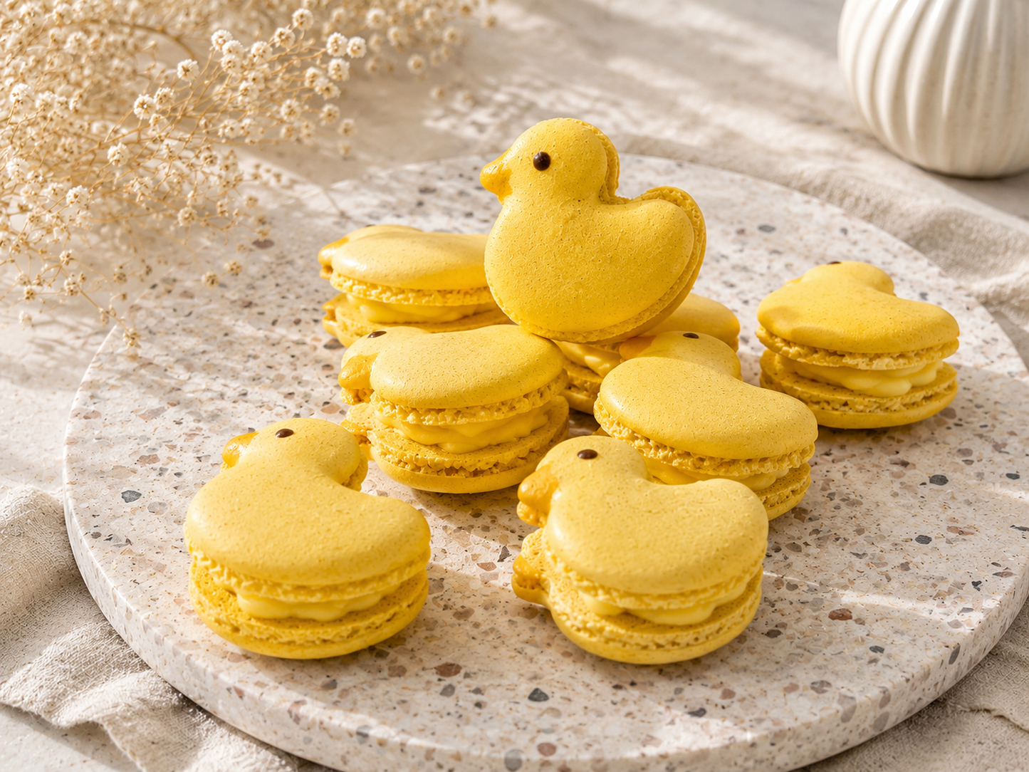 Garden Friends Ducklings French Macarons – Yellow Duck Edition.