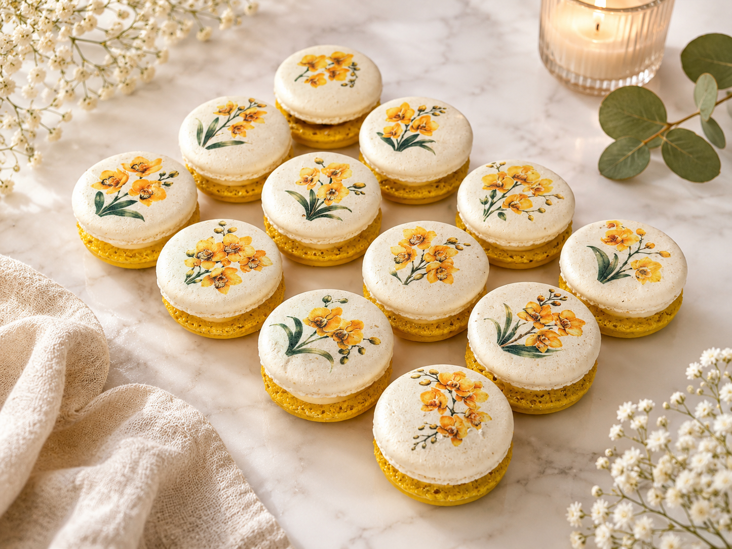 Yellow Orchid French Macaron Set