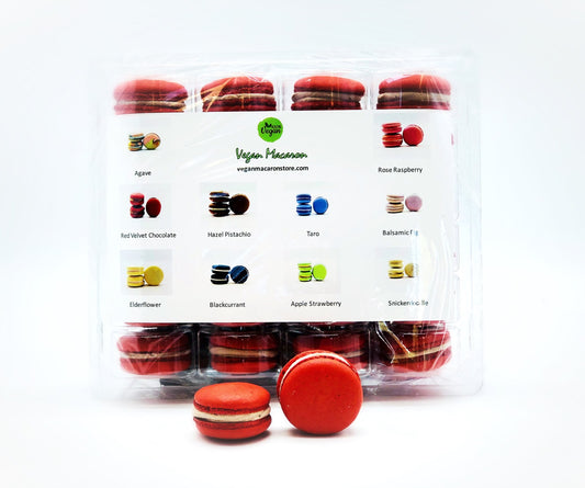 Wholesale Chocolate Red Velvet Vegan Macarons |Available in 24 & 48 Pack | A great addition for your bakery establishment or your next party