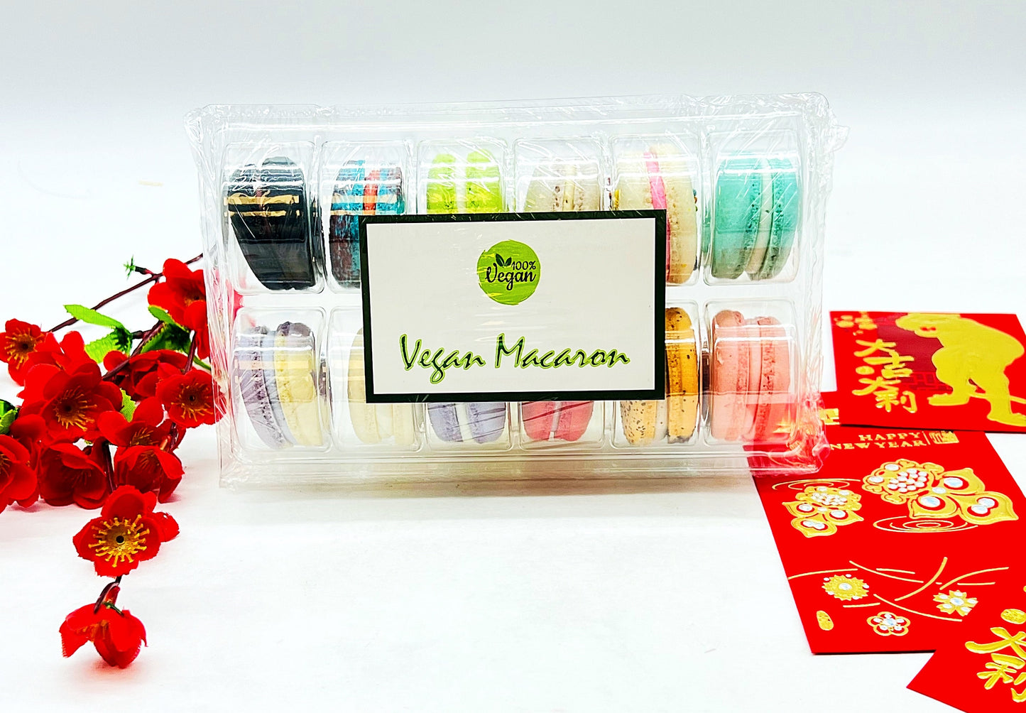Surprise Me! 12 Pack Vegan French Macarons Set | , Dairy Free | 12 Different Flavors of Fun!