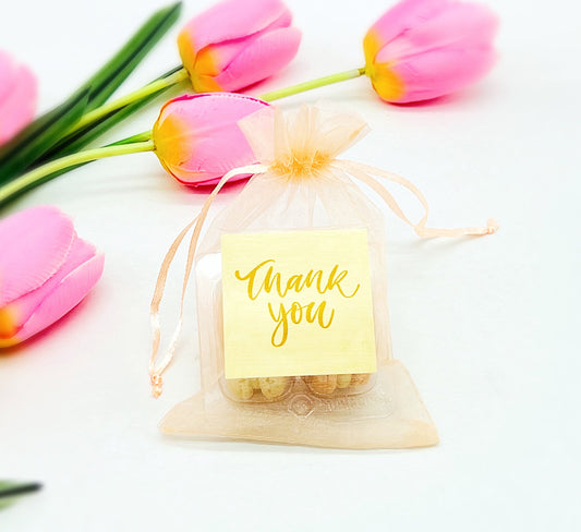 Personalized Thank you French Macarons for Guest (Peach Sheer) | Wedding Favors, Bridal Shower Favors,