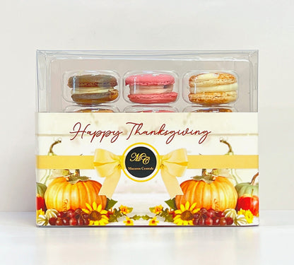 12 Pack Happy Thanksgiving Macaron Collection with Clear Gift Box | Choose Your Favorites - Macaron Centrale