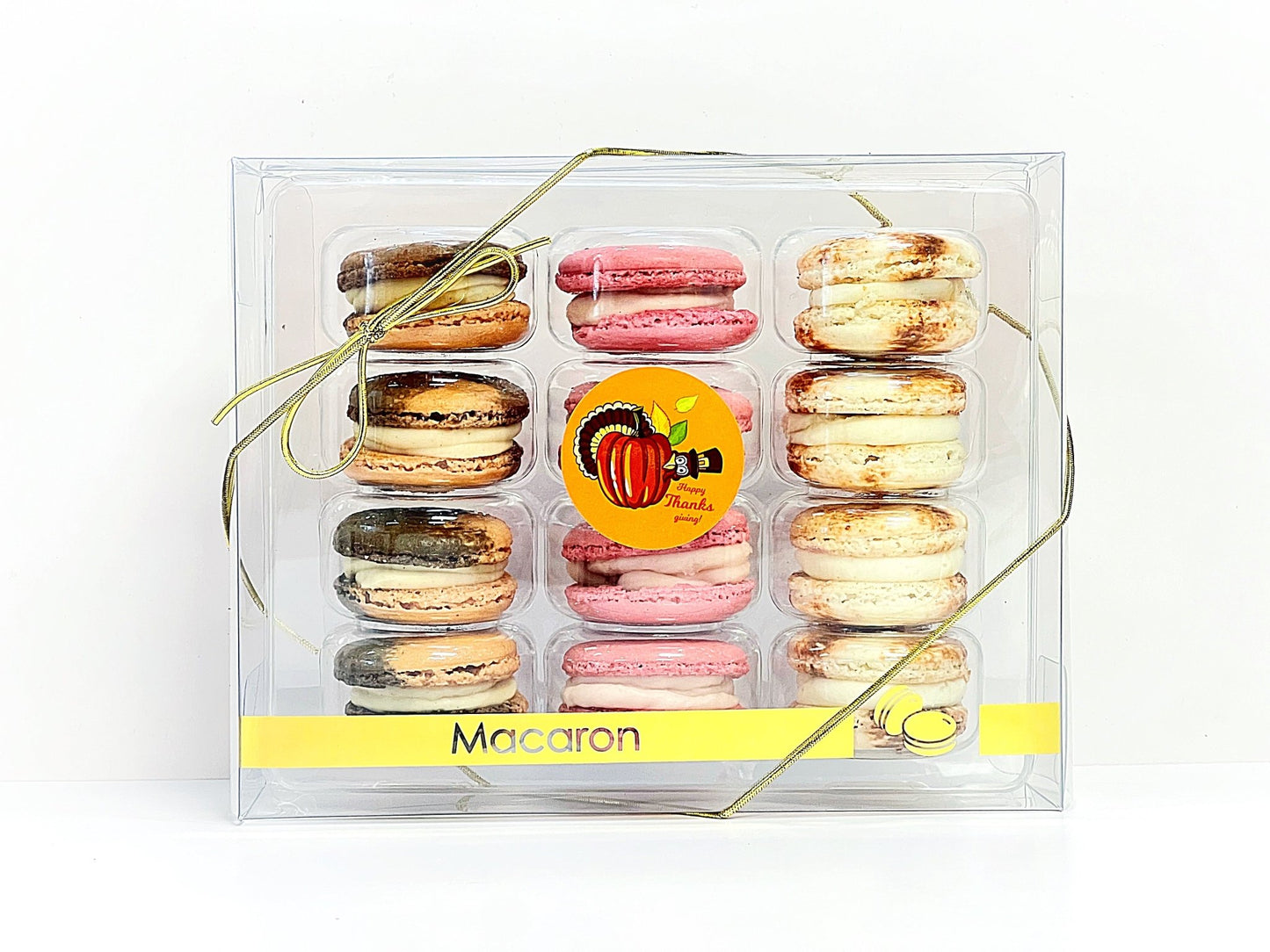 12 Pack Happy Thanksgiving Macaron Collection with Clear Gift Box | Choose Your Favorites - Macaron Centrale