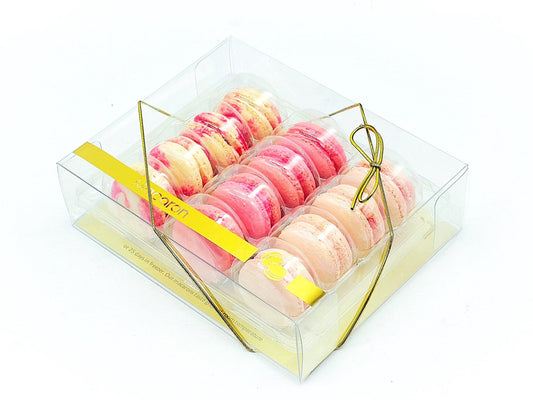 12 Pack Lovely Raspberry Gift Box Set Macarons. - Macaron Centrale