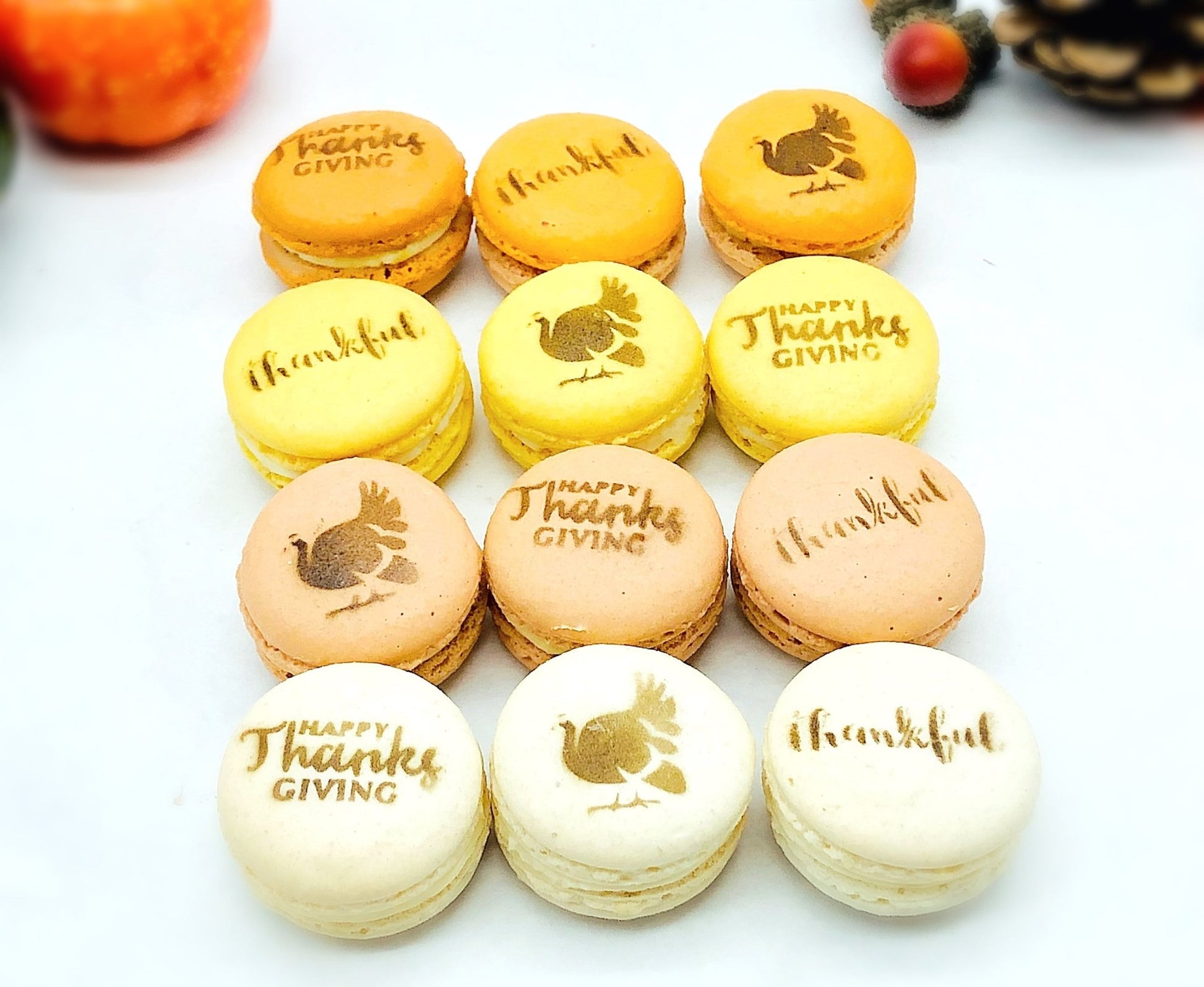 12 Pack Thanksgiving Macaron Set - Macaron Centrale