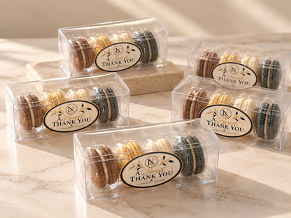 Personalized Corporate Macaron Favors 4 Pack | Custom Logo Business Gifts | Employee Appreciation & Client Thank You Gifts