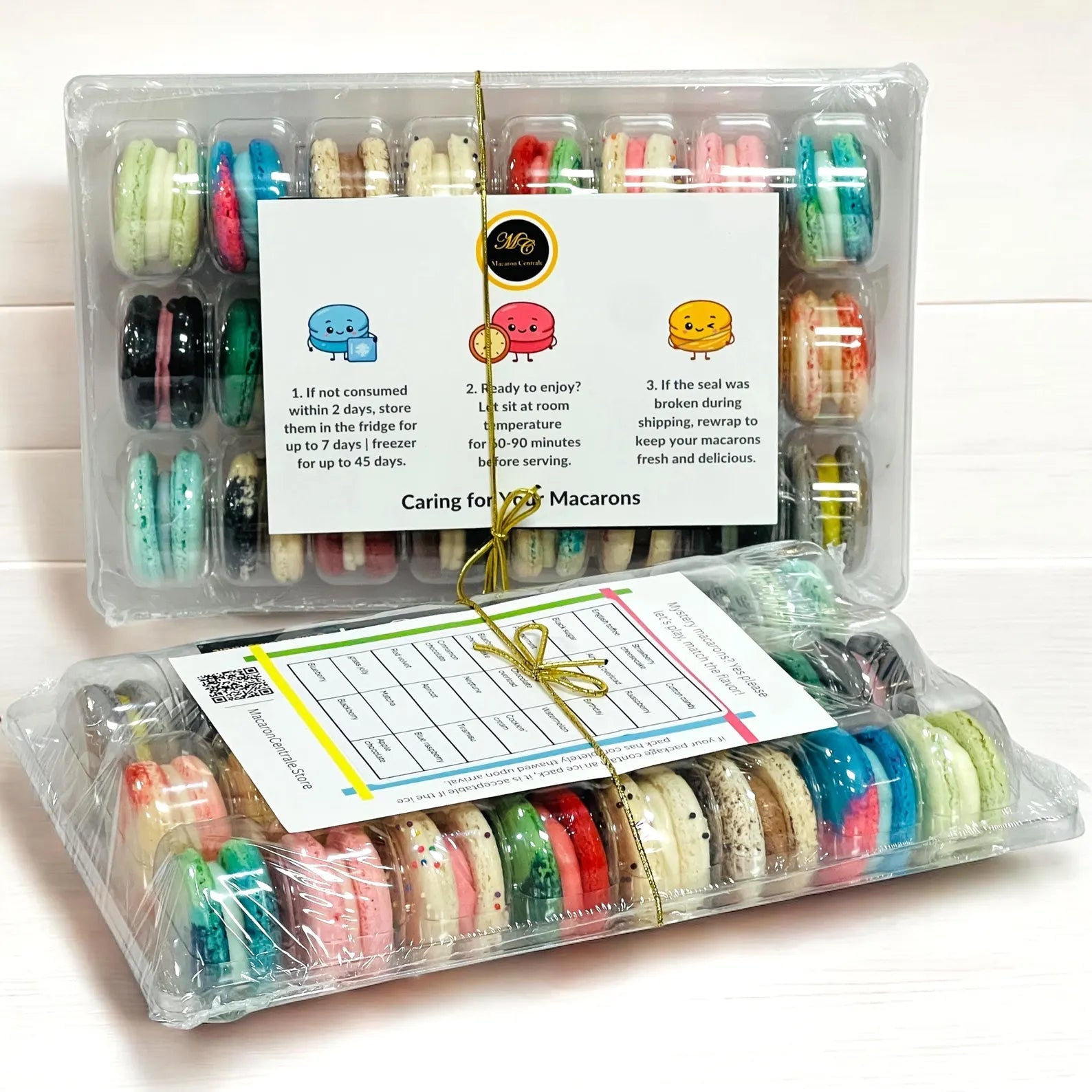 24 Pack | Surprise Me! French Macarons - Flavor Guide Included - Macaron Centrale