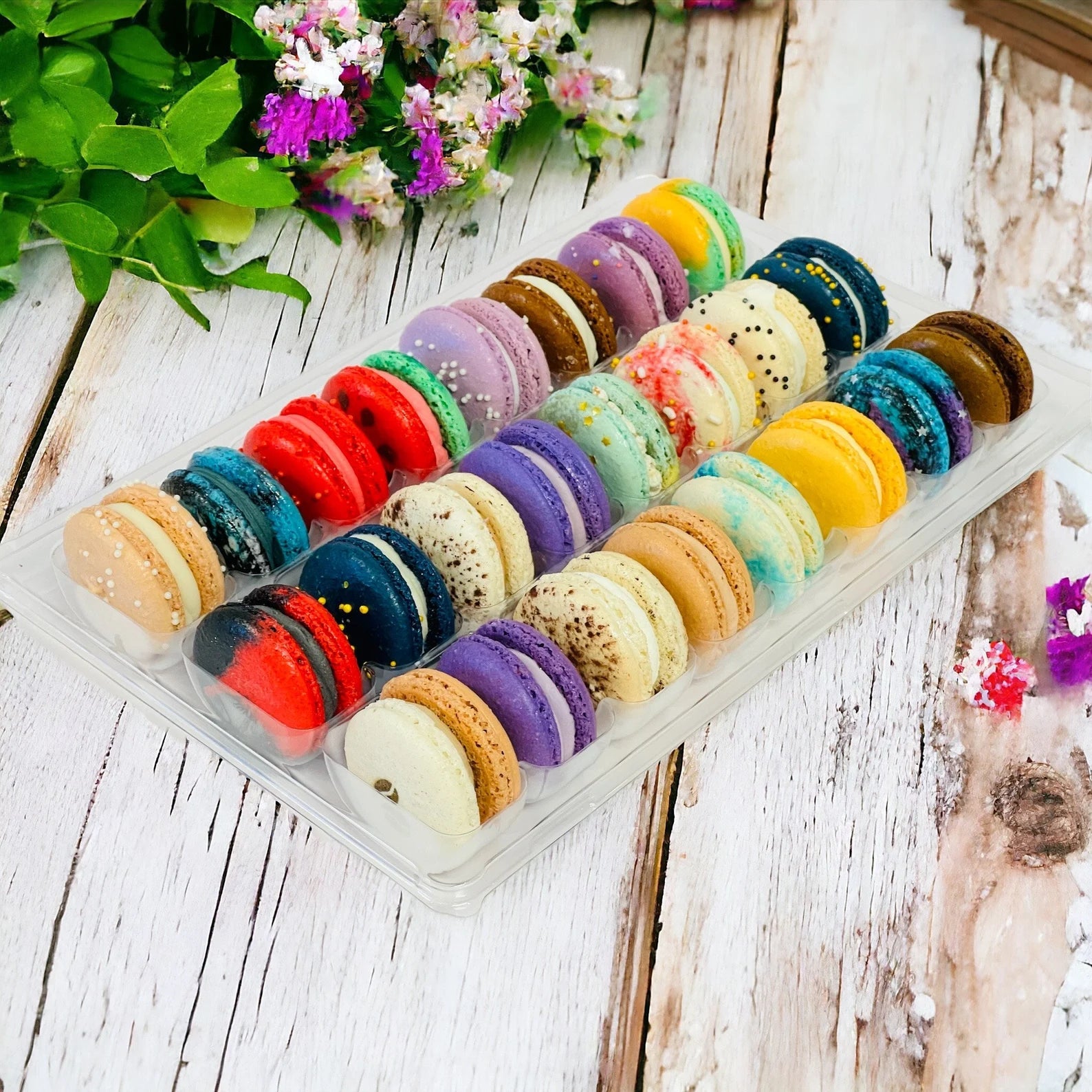 24 Pack | Surprise Me! French Macarons - Flavor Guide Included - Macaron Centrale