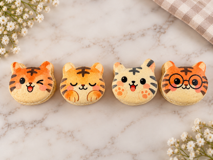 Little Roar Tiger French Macarons | Cute Kawaii Cat-Shaped Macaron Gift Box