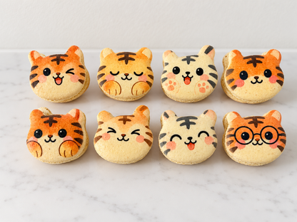 Little Roar Tiger French Macarons | Cute Kawaii Cat-Shaped Macaron Gift Box