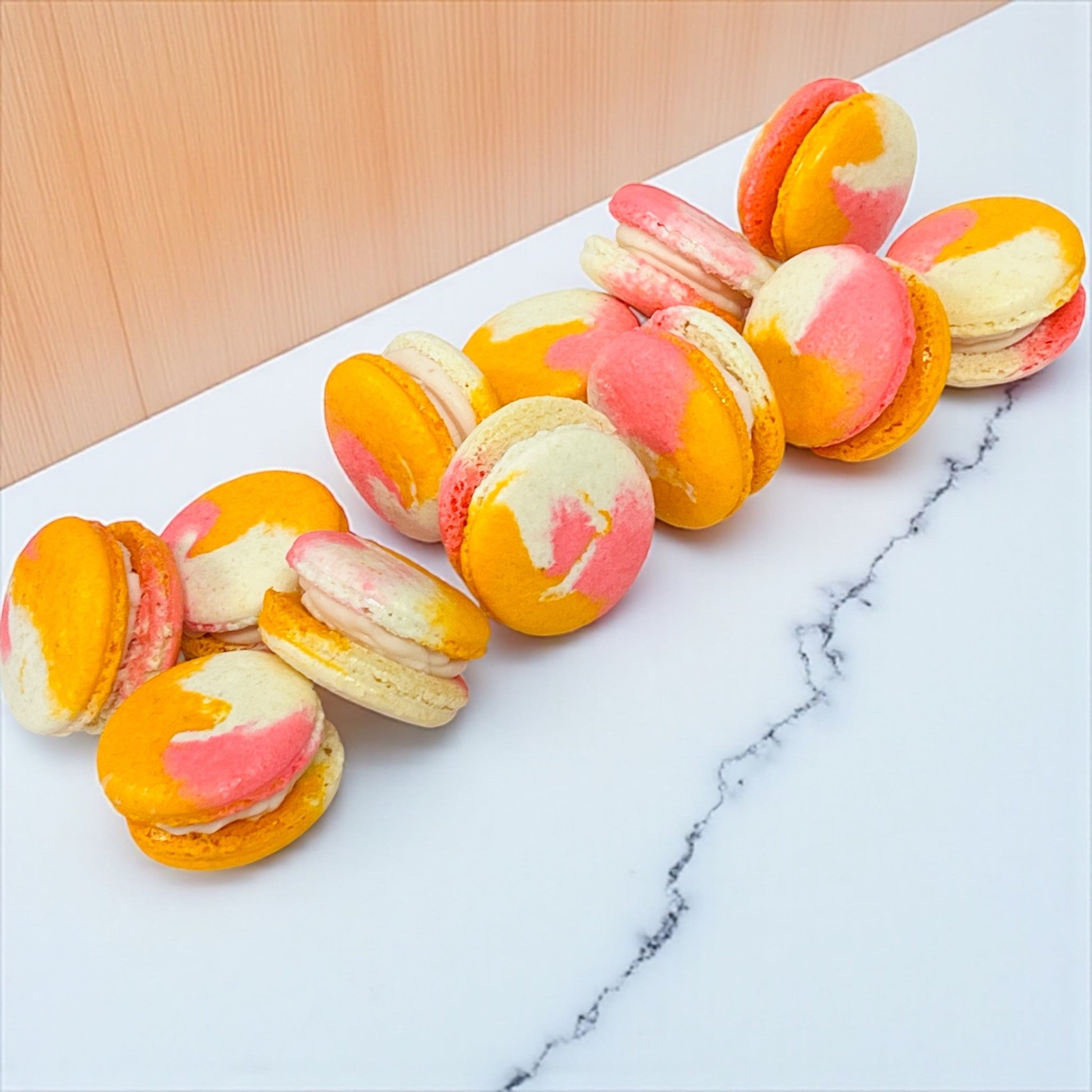 50 Pack Berry Mango Wave French Macarons - Macaron Centrale