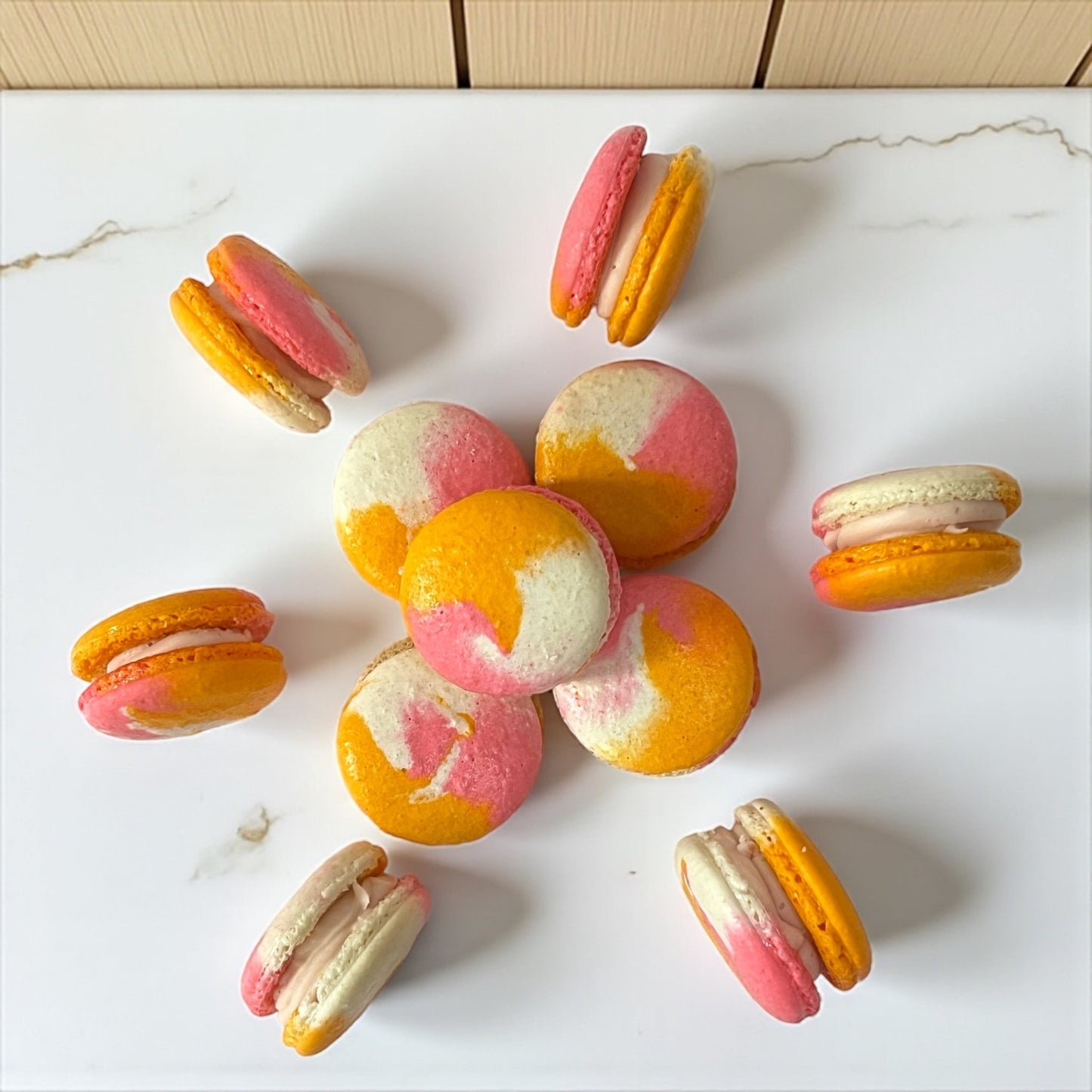 50 Pack Berry Mango Wave French Macarons - Macaron Centrale
