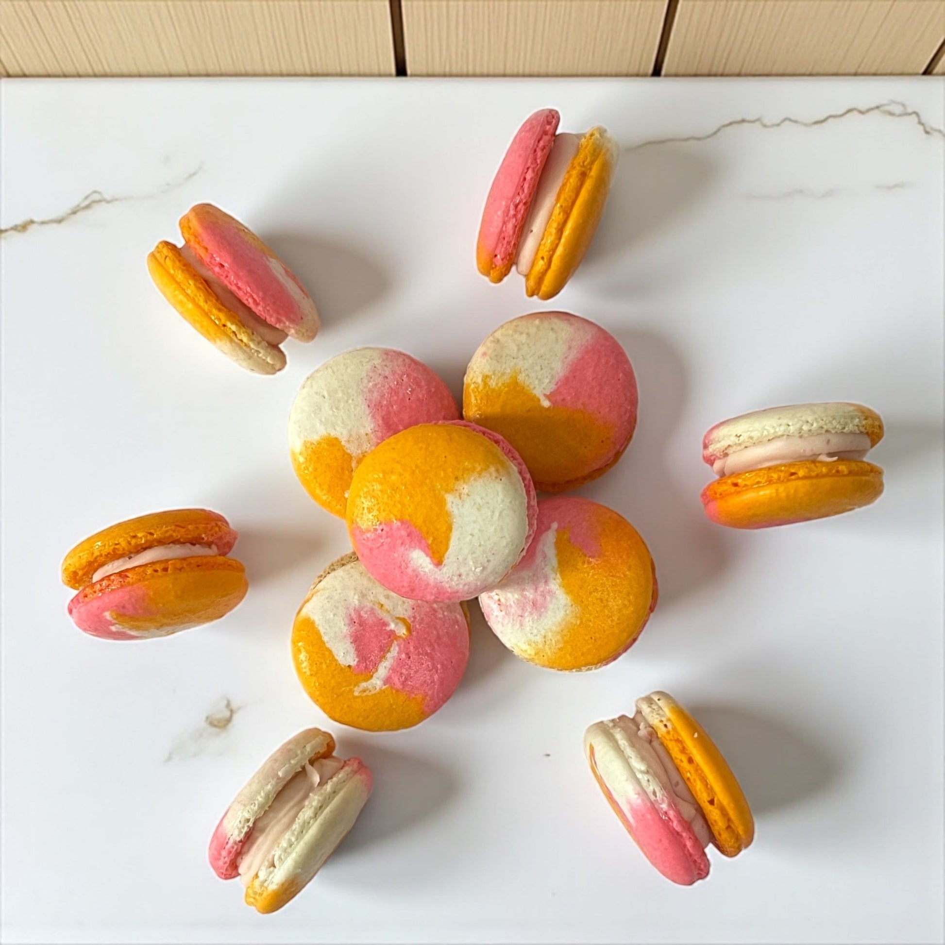 50 Pack Berry Mango Wave French Macarons - Macaron Centrale