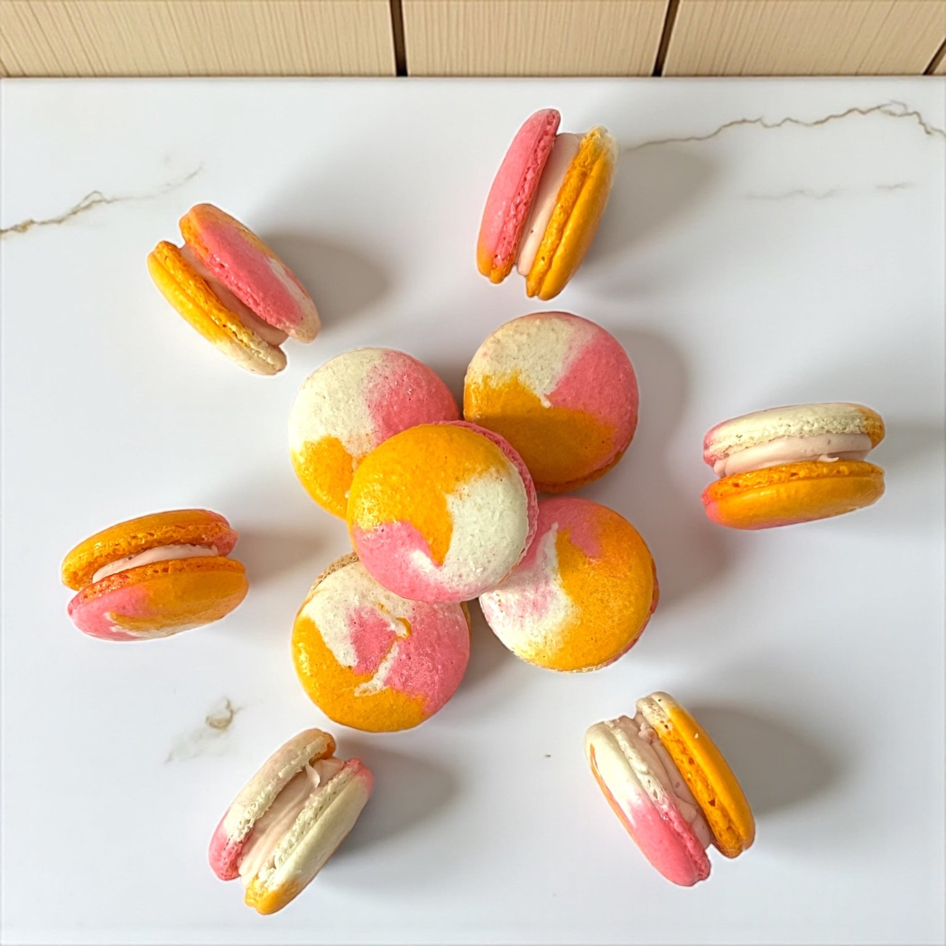 50 Pack Berry Mango Wave French Macarons - Macaron Centrale