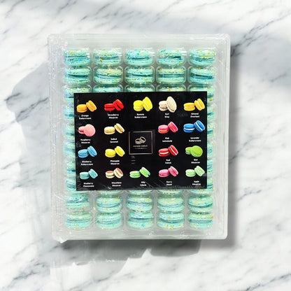 50 Pack Blueberry Mallow Bliss French Macarons Value Pack - Macaron Centrale