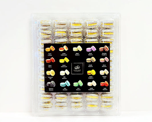 50 Pack Butterscotch Dark Chocolate French Macaron Value Pack - Macaron Centrale