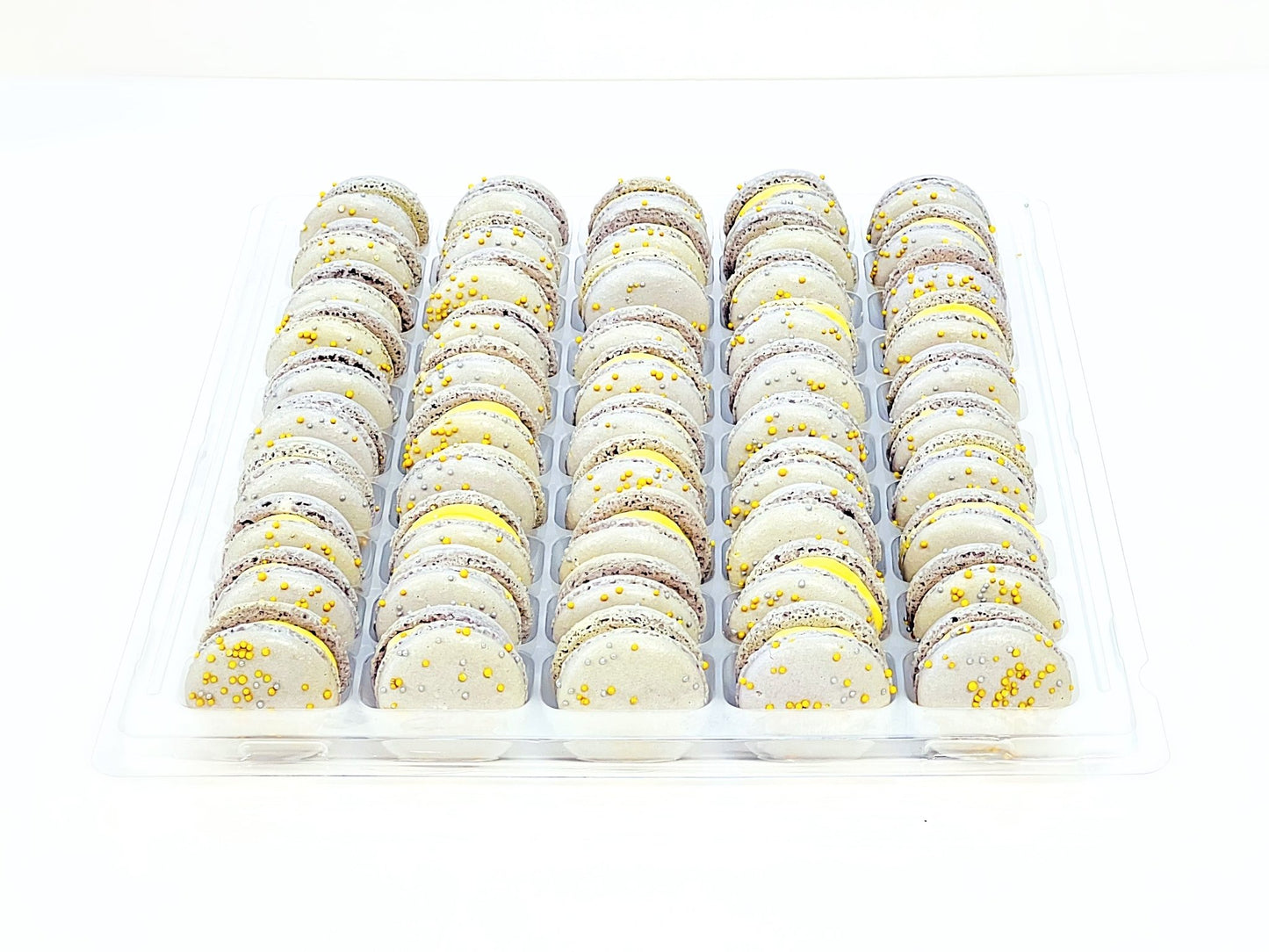 50 Pack Butterscotch Dark Chocolate French Macaron Value Pack - Macaron Centrale