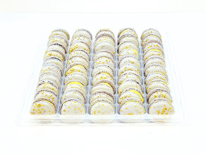 50 Pack Butterscotch Dark Chocolate French Macaron Value Pack - Macaron Centrale