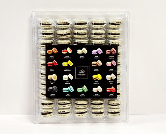 50 Pack Chocolate and Blackcurrant French Macaron Value Pack - Macaron Centrale
