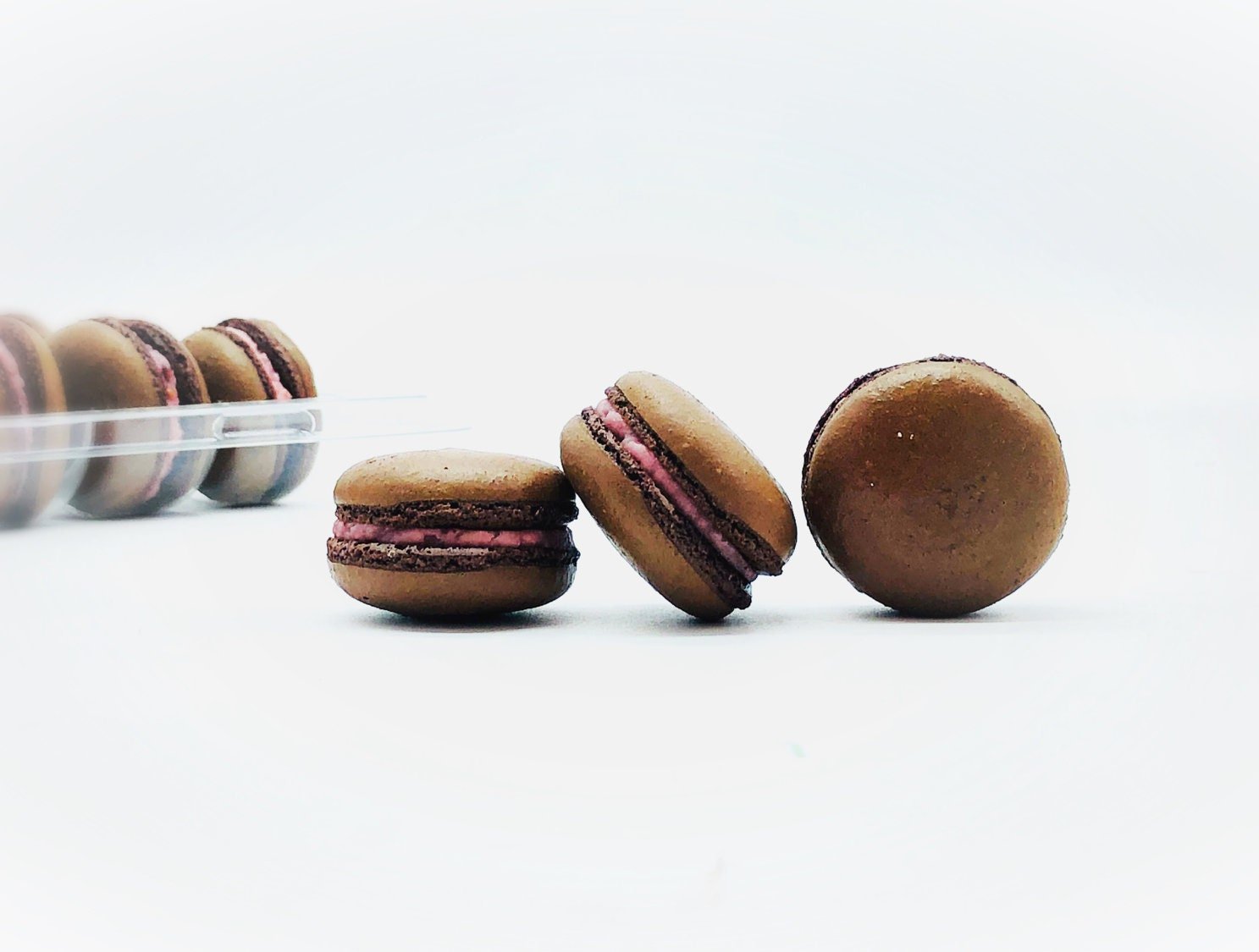 50 Pack Chocolate Raspberry French Macaron Value Pack - Macaron Centrale