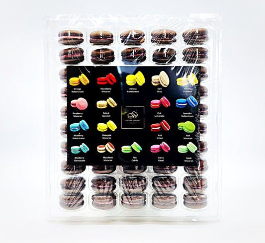 50 Pack Chocolate Raspberry French Macaron Value Pack - Macaron Centrale