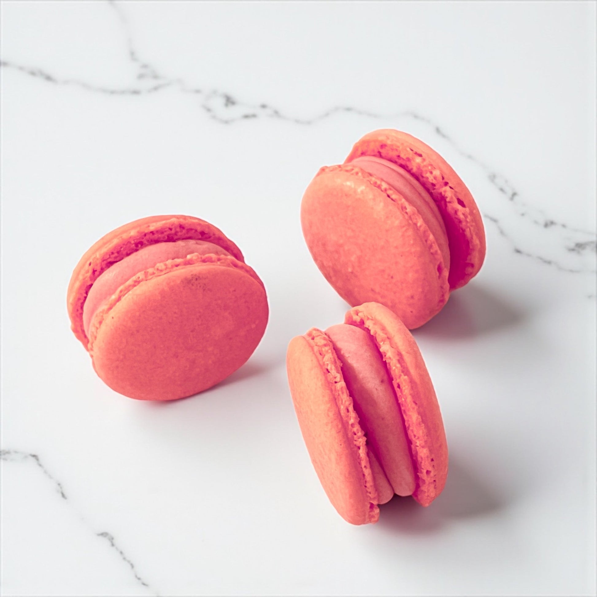 50 Pack Coral Velvet French Macarons - Macaron Centrale