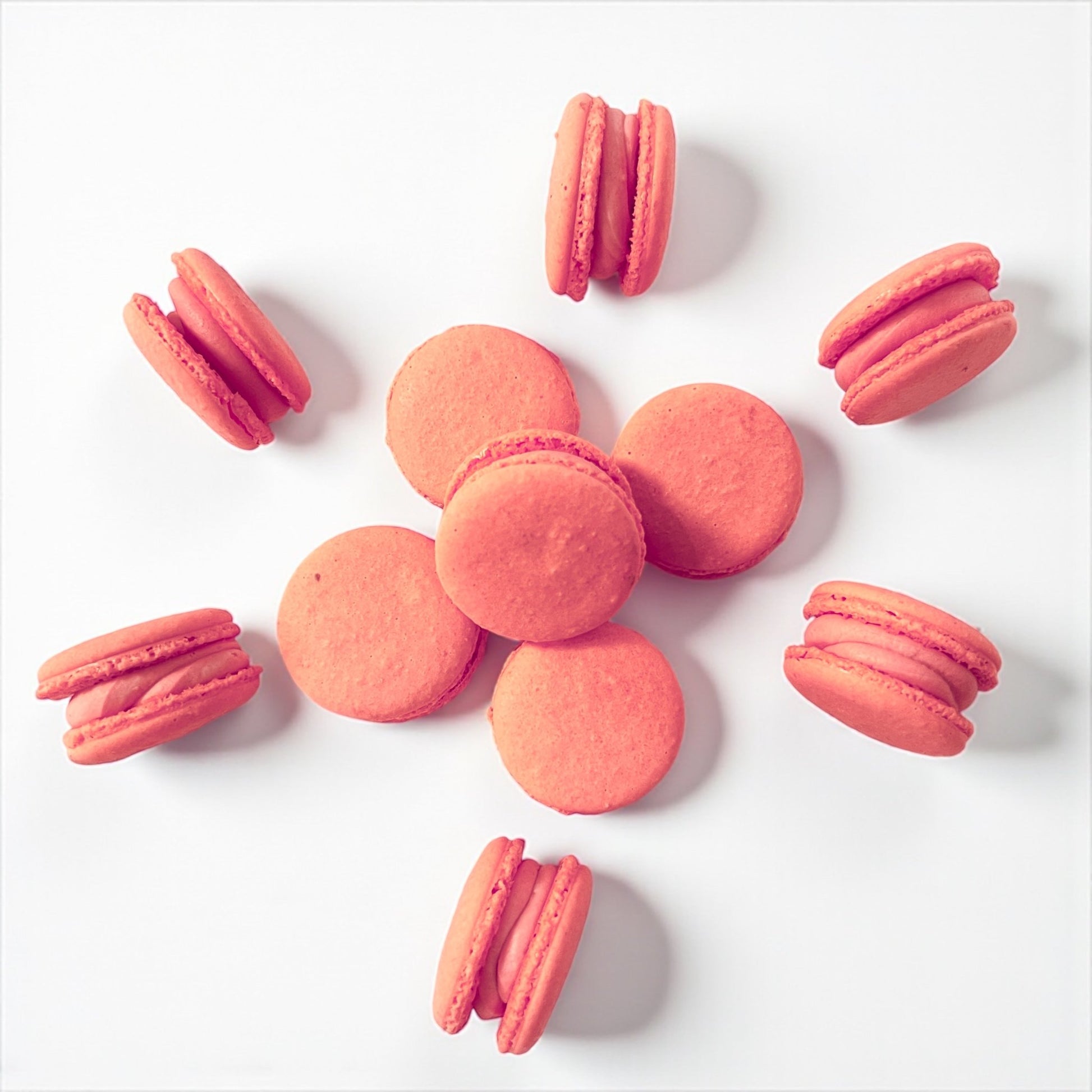 50 Pack Coral Velvet French Macarons - Macaron Centrale