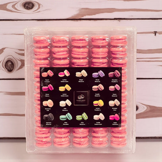 50 Pack Coral Velvet French Macarons - Macaron Centrale