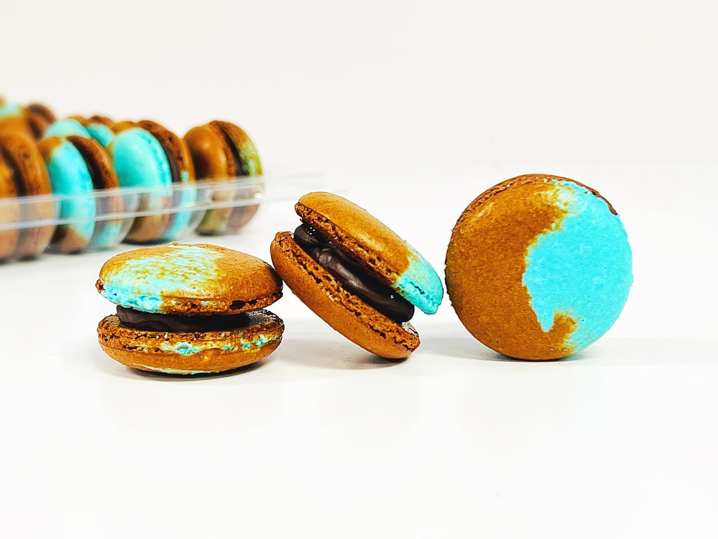 50 Pack Dark Chocolate Wild Blueberry French Macaron Value Pack - Macaron Centrale