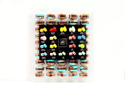 50 Pack Dark Chocolate Wild Blueberry French Macaron Value Pack - Macaron Centrale