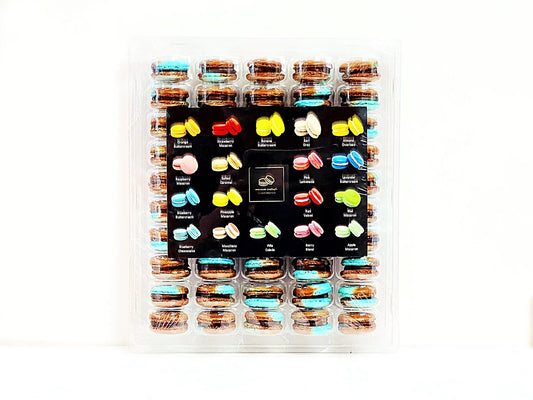 50 Pack Dark Chocolate Wild Blueberry French Macaron Value Pack - Macaron Centrale
