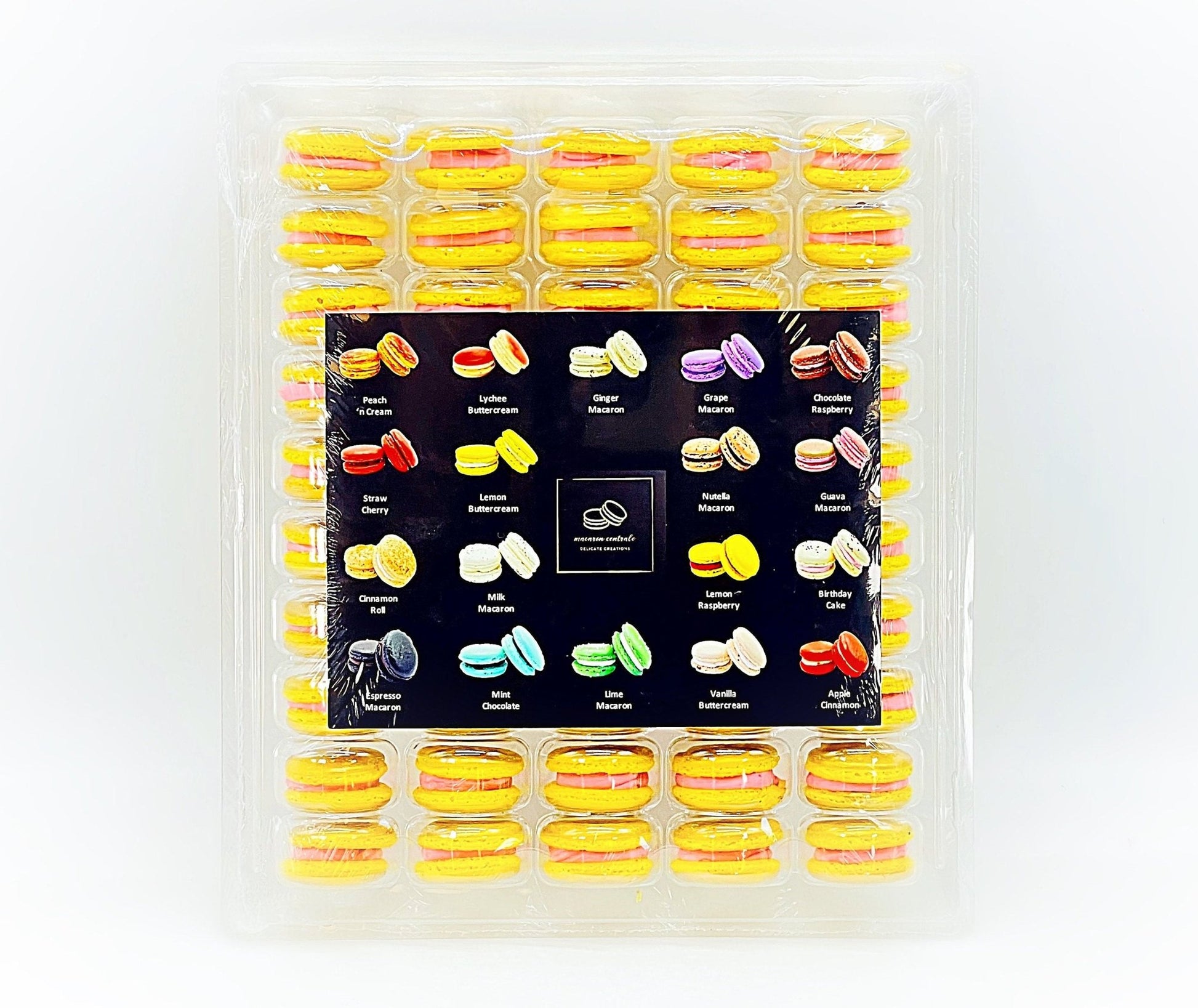 50 Pack Gold Raspberry French Macaron Value Pack - Macaron Centrale