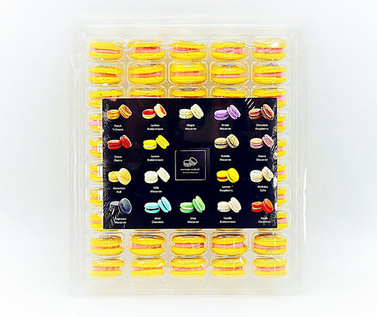 50 Pack Gold Raspberry French Macaron Value Pack - Macaron Centrale