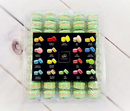 50 Pack Green Rainbow French Macaron Value Pack - Macaron Centrale