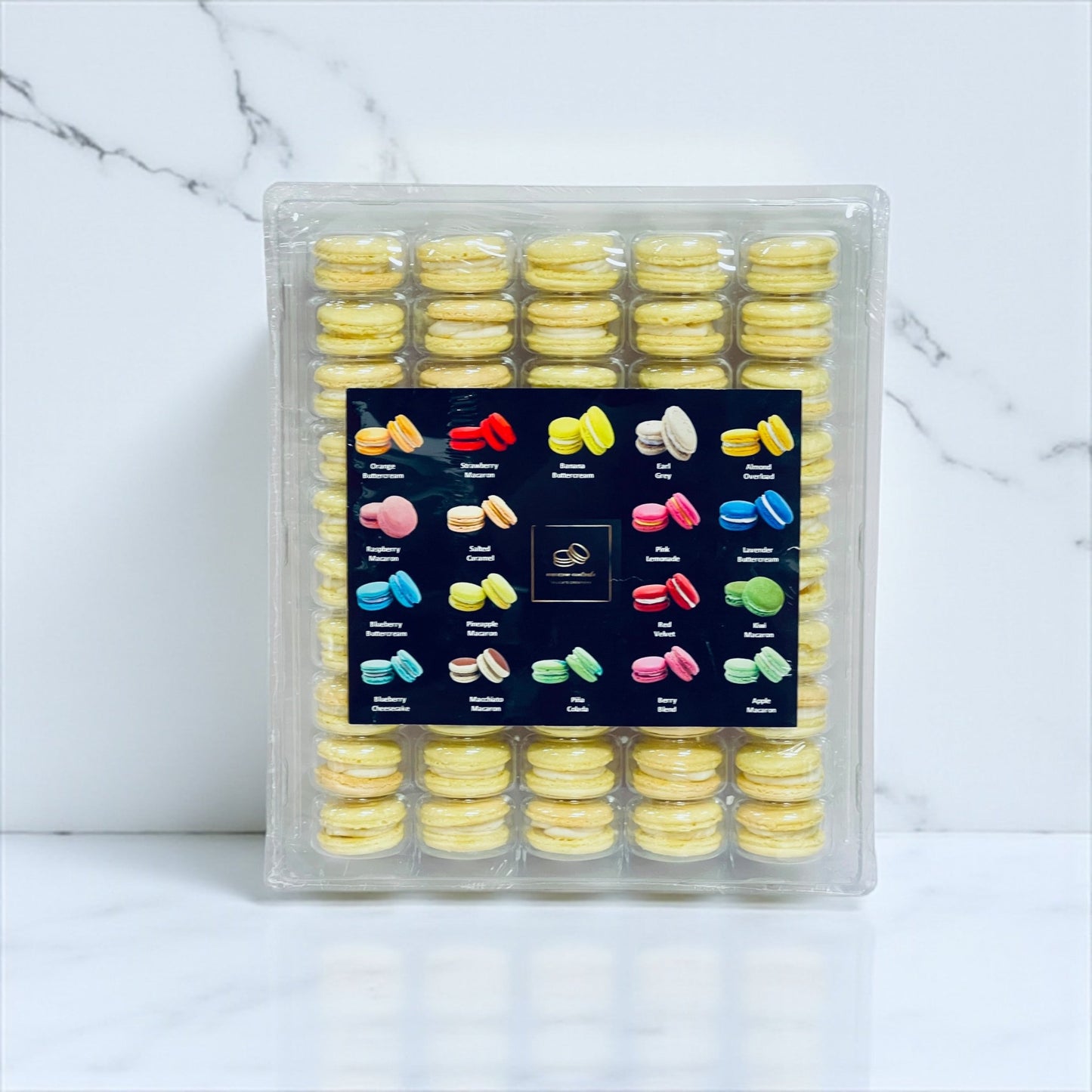 50 Pack Lemon Curd French Macarons - Macaron Centrale