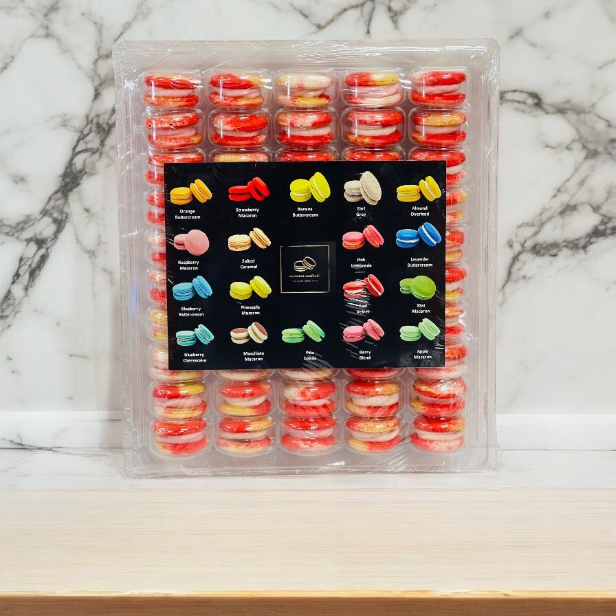 50 Pack Raspberry Milk Caramel French Macaron Value Pack - Macaron Centrale