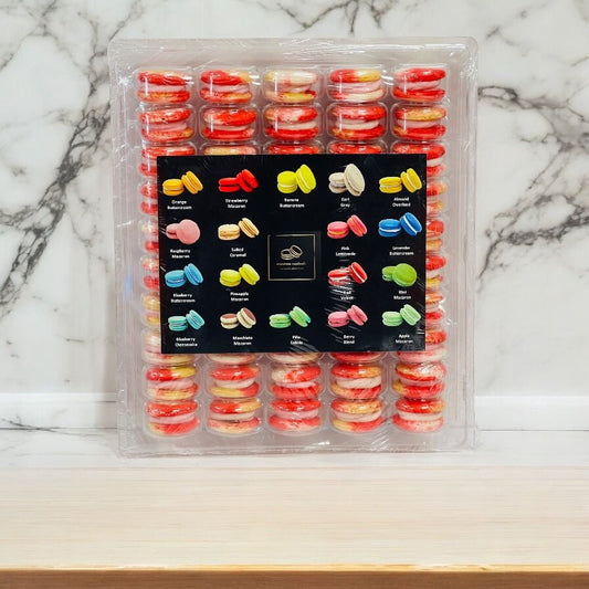 50 Pack Raspberry Milk Caramel French Macaron Value Pack - Macaron Centrale
