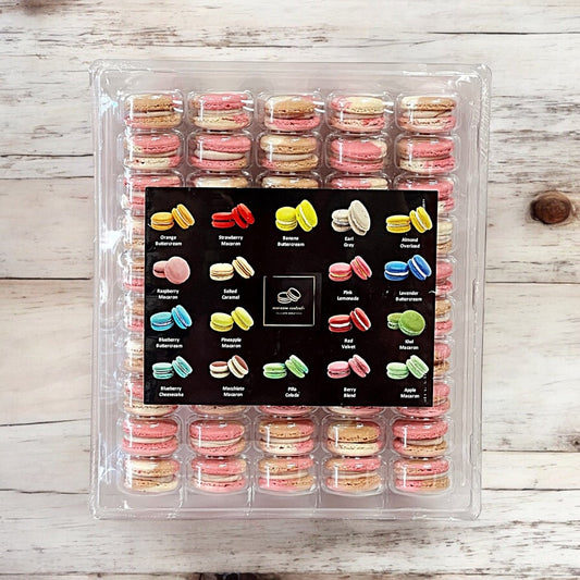 50 Pack Raspberry Praline French Macarons - Macaron Centrale