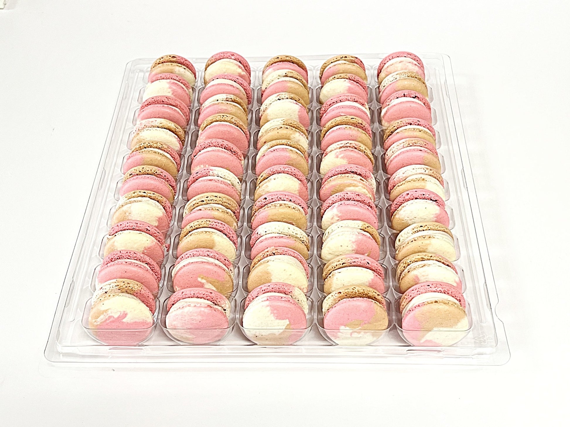 50 Pack Raspberry Praline French Macarons - Macaron Centrale