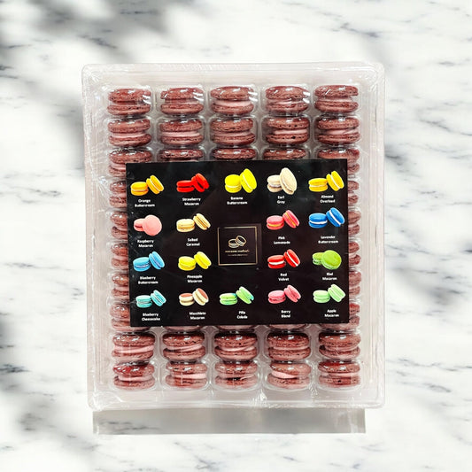 50 Pack Red Plum French Macaron Value Pack - Macaron Centrale