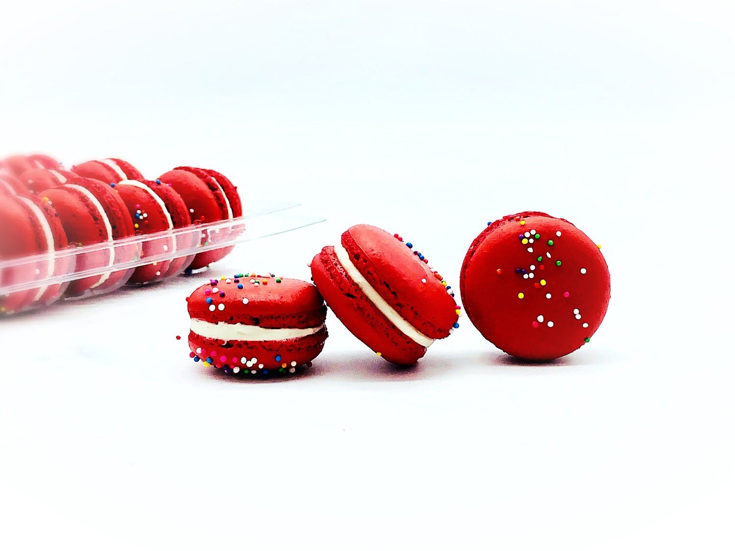 50 Pack Red Rainbow French Macaron Value Pack - Macaron Centrale
